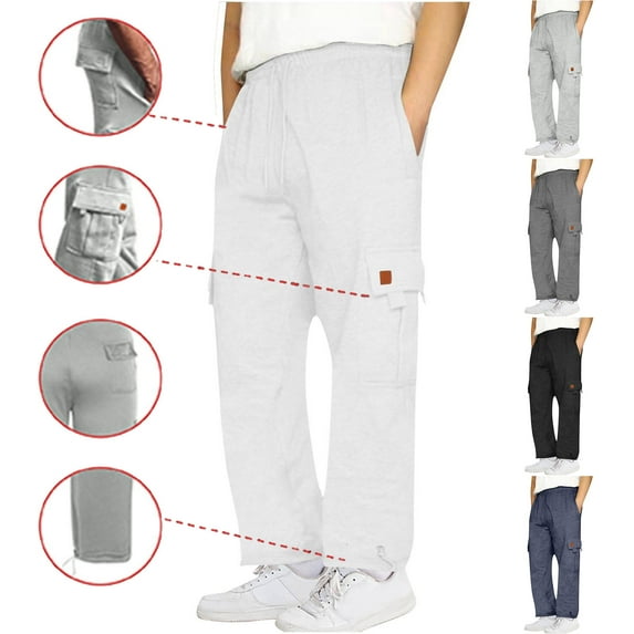 LONKITO Cargo Pants for Men Slim Fit Casual Streetwear Sweatpants Open Bottom Athletic Workout Sweat Pants with Pockets, Size 3XL