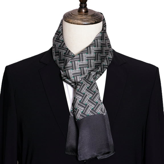 Mens Scarves 100 Silk Tube Scarf Double Layers Fashion Wrap Neckerchief Formal Business Casual Party