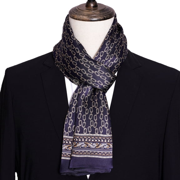 Mens Scarves 100 Silk Tube Scarf Double Layers Fashion Wrap Neckerchief Formal Business Casual Party