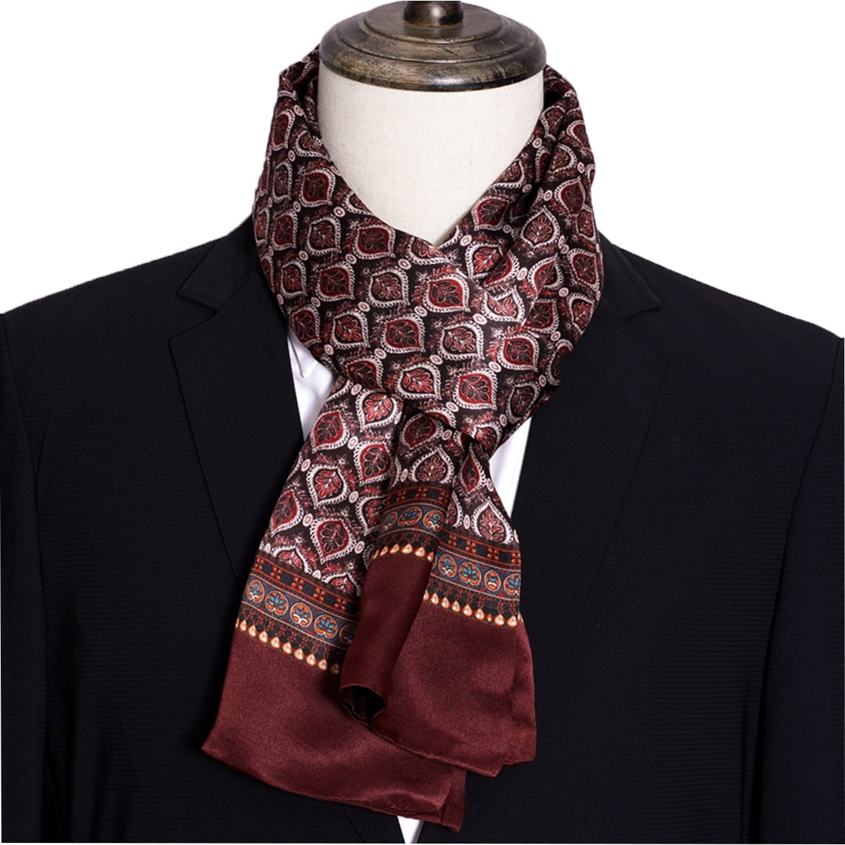 XUYUZUAU Mens Scarves 100 Silk Tube Scarf Double Layers Fashion Wrap Neckerchief Formal Business Casual Party, Men's, Size: One size, Red XUYUZUAU Mens Scarves 100 Silk Tube Scarf Double Layers Fashion Wrap Neckerchief Formal Business Casual Party, Men's, Size: One size, Red