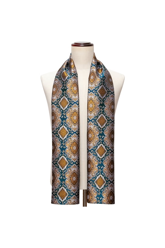 Mens Scarves Grey Golden Black Floral Paisley Long Scarf Shawl Fashion Accessory Autumn Winter