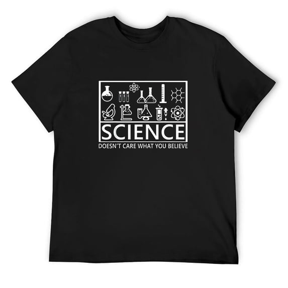 Mens Science Doesn't Care What You Believe Funny Science Humor T-Shirt Black