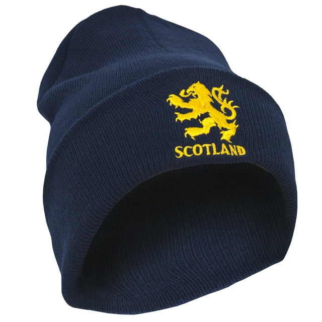 Mens Scotland Lion Design Embroidered Winter Beanie Hat
