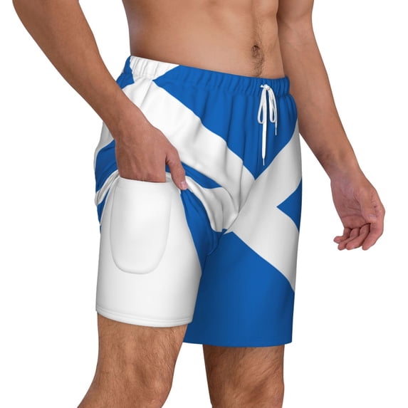 Mens Scottish Flag 2 in 1 Quick Dry Swim Trunks with Compression Liner Beach Shorts