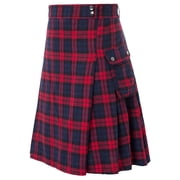 Mens Scottish Tartan Kilts Highlands Casual Skirt Tartan Utility Kilts with Straps and Large Cargo Pockets