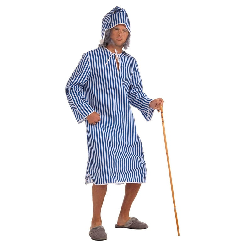 Mens Scrooge Nightshirt + Cap Adult Costume Male Halloween Mens Scrooge Nightshirt + Cap Adult Costume Male Halloween