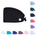 thumbnail image 1 of Mens Scrub Caps with Buttons Breathable Working Cap Head Cover Adjustable Tie Back Cap Black, 1 of 4