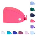 thumbnail image 1 of Mens Scrub Caps with Buttons Breathable Working Cap Head Cover Adjustable Tie Back Cap Hot Pink, 1 of 4