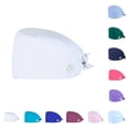 thumbnail image 1 of Mens Scrub Caps with Buttons Breathable Working Cap Head Cover Adjustable Tie Back Cap White, 1 of 4