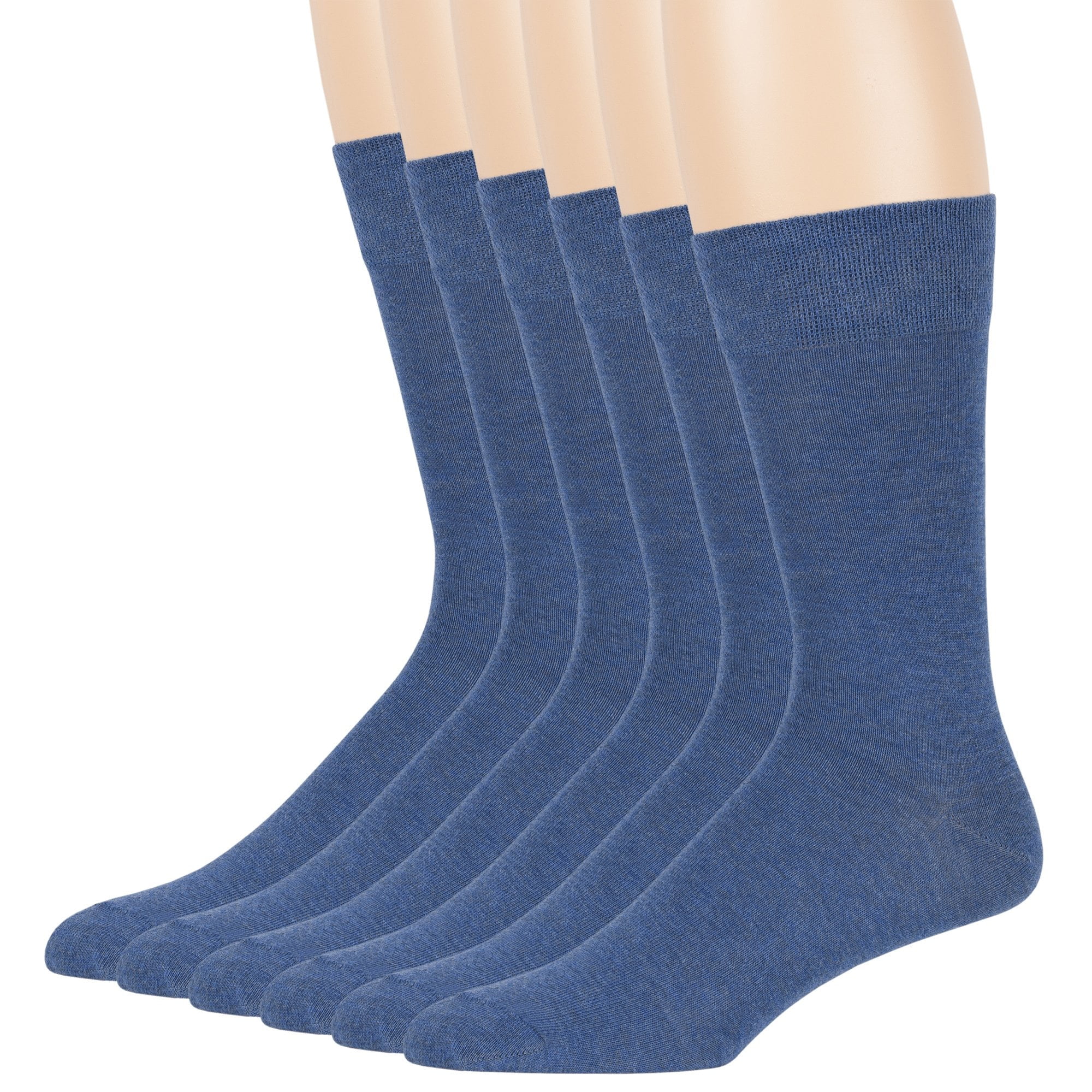 Mens Seamless Cotton Lightweight Soft Socks Denim Blue Large 10 13 6 Pack