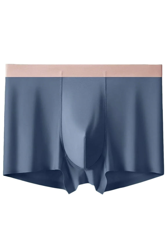 Mens Seamless Ice Silk Boxer Shorts Ultra Soft Stretchy Underwear Traceless Briefs Sexy See Through Transparent Breathable Comfort Trunks