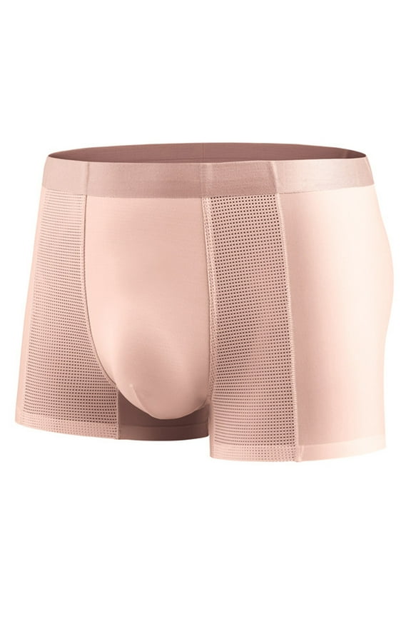 Mens Seamless Ice Silk Boxer Shorts Ultra Soft Stretchy Underwear Traceless Briefs Sexy See Through Transparent Breathable Comfort Trunks