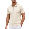 thumbnail image 1 of Mens Seamless Ice Silk Golf Shirt Moisture Wicking Polo Shirts Short Sleeve Quick Dry Performance Sport Collared Shirt for Men Big and Tall Size M-4XL Khaki, 1 of 6