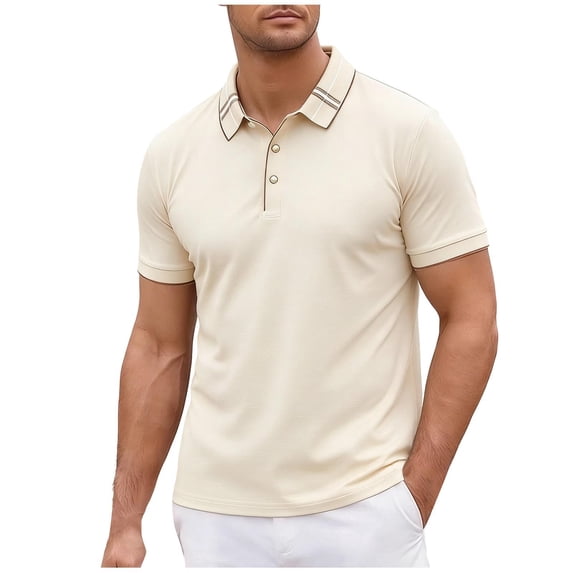Mens Seamless Ice Silk Golf Shirt Moisture Wicking Polo Shirts Short Sleeve Quick Dry Performance Sport Collared Shirt for Men Big and Tall Size M-4XL Khaki