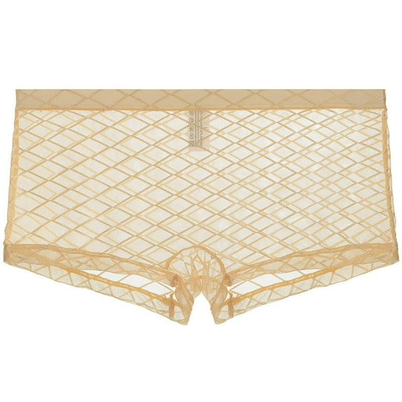 Mens See Through Boxers Sexy Mesh Lace Trunk Underwear Seamless Thin Bulge Pouch Boxer Briefs Ultra Thin Breathable Comfortable