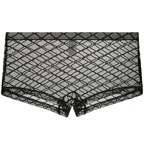 Mens See Through Boxers Sexy Mesh Lace Trunk Underwear Seamless Thin Bulge Pouch Boxer Briefs Ultra Thin Sheer Breathable Comfortable