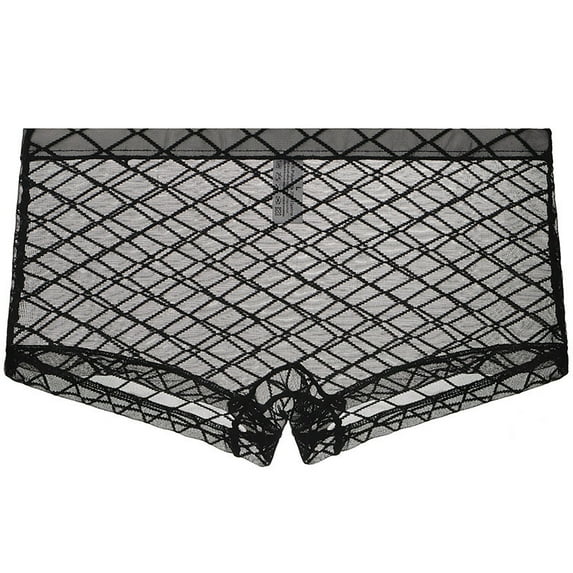 Mens See Through Boxers Sexy Mesh Lace Trunk Underwear Seamless Thin Bulge Pouch Boxer Briefs Ultra Thin Sheer Breathable Comfortable
