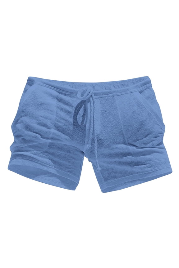 Mens See Through Shorts Men'S Breathable Sheer Lounge Underwear Short Tights with Drawstring Royal Blue S
