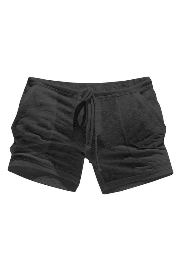 Mens See Through Shorts Men's Breathable Sheer Lounge Underwear Short Tights with Drawstring Black S