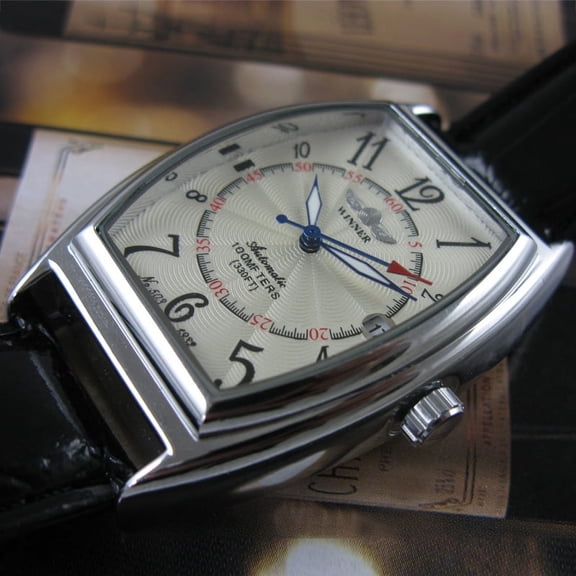 Mens Selfwinding Automatic Mechanical Watch Sports Black Leather Date Male Wristwatch