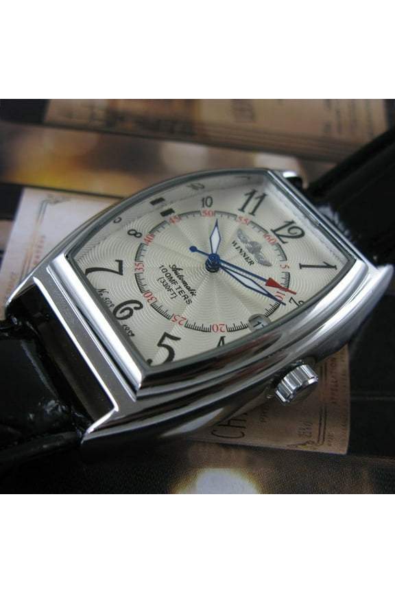 Mens Selfwinding Automatic Mechanical Watch Sports Black Leather Date Male Wristwatch