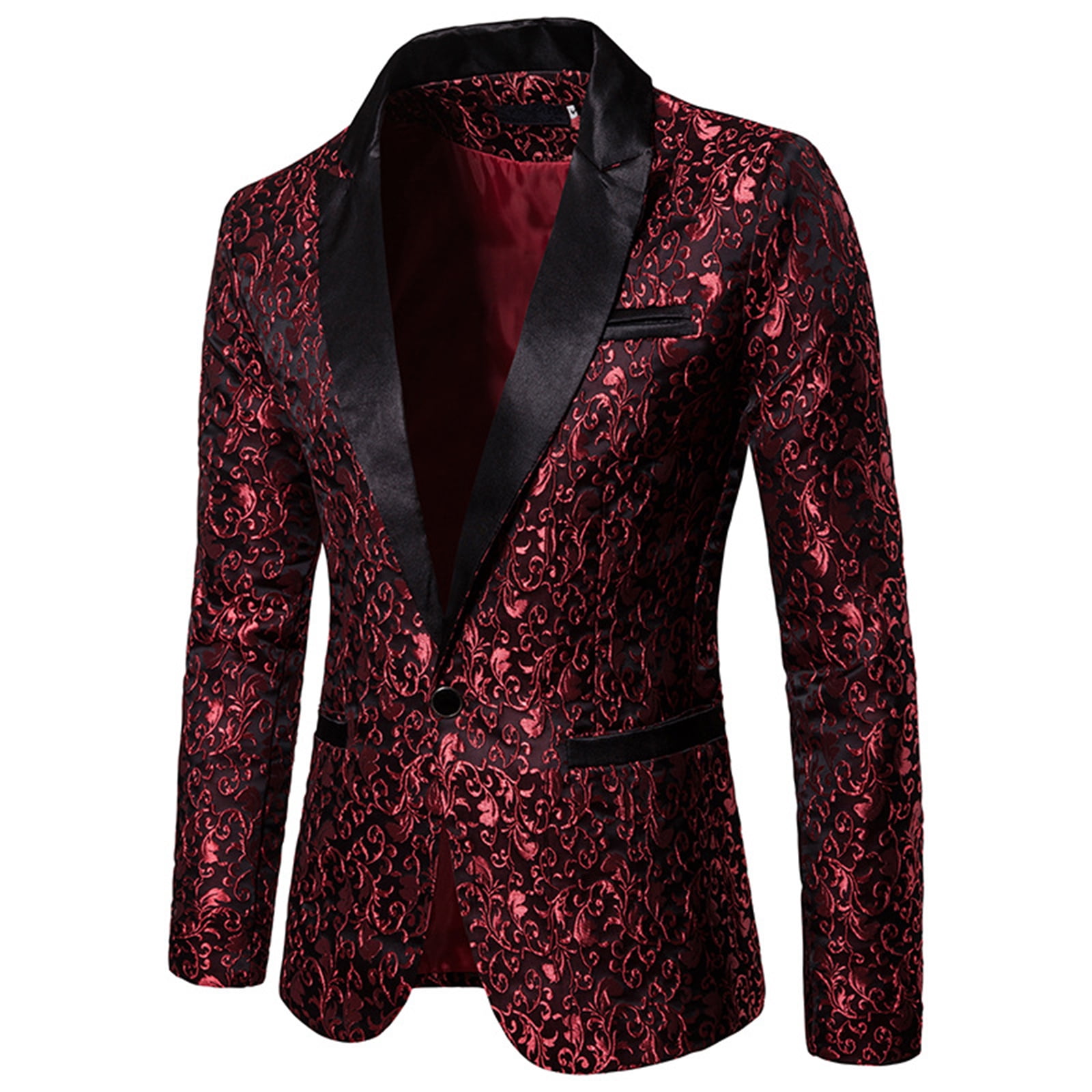 Mens Sequin Blazer Suit Jacket One Button Fit Formal Jacket Shiny