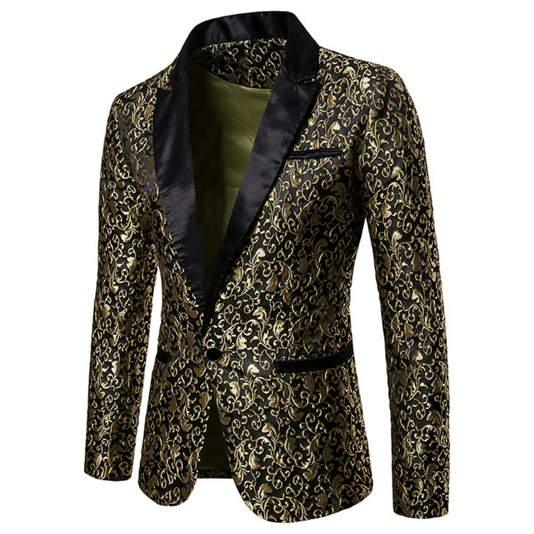 Mens Sequin Blazer Suit Jacket One Button Fit Formal Jacket Shiny Notch  Lapel Tailcoat Swallowtail Suit Prom Wedding