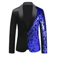 thumbnail image 1 of Mens Sequin Dinner Tux Dress Blazer Slim Fit Notch Lapel Gold Sparkly Suit Jacket One Button Performance Host Sport Coat Blue S, 1 of 3