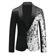 thumbnail image 1 of Mens Sequin Dinner Tux Dress Blazer Slim Fit Notch Lapel Gold Sparkly Suit Jacket One Button Performance Host Sport Coat Silver S, 1 of 3