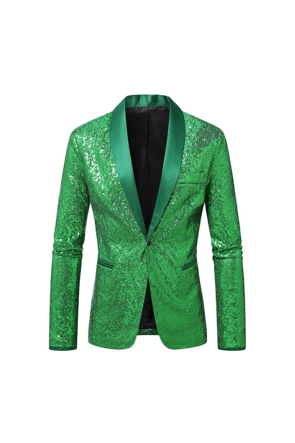 Mens Sequin Jacket Formal Nightclub Stage Performance Dinner Coat Party Festival Tuxedo Sport Coat