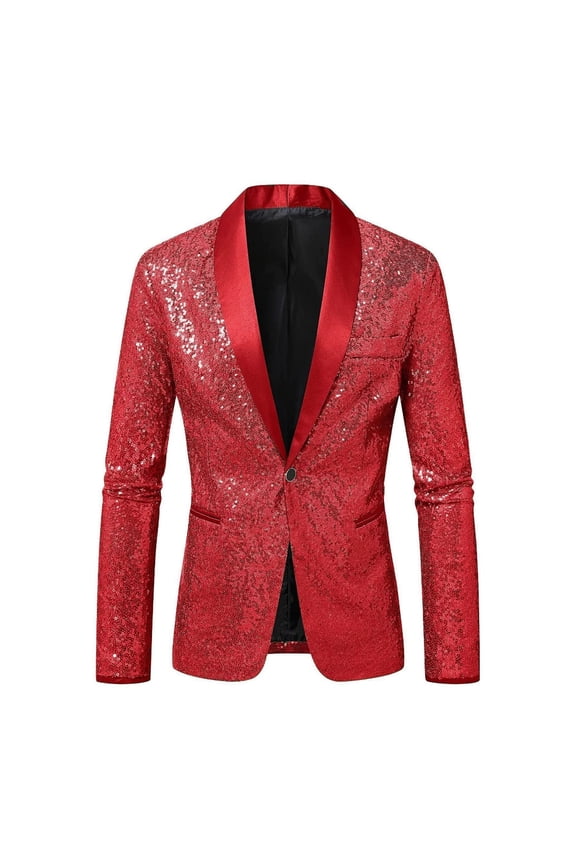 Mens Sequin Jacket Formal Nightclub Stage Performance Dinner Coat Party Festival Tuxedo Sport Coat