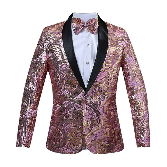 Mens Sequin Performance Suit Paisley Tuxedo Mardi Gras Carnival Parade Gift for Dinner,Prom,Wedding