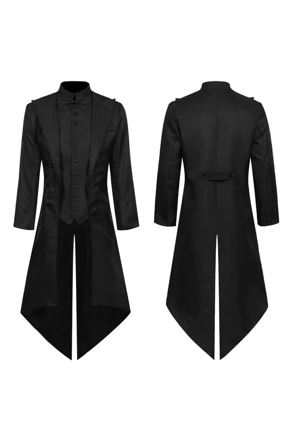 Mens Sequin Tuxedo Jacket Tails Slim Fit Tailcoat Dress Coat Swallowtail Dinner Party Wedding Blazer Suit Jacket Z0G-Black, L