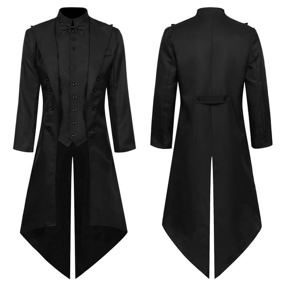 Mens Sequin Tuxedo Jacket Tails Slim Fit Tailcoat Dress Coat Swallowtail Dinner Party Wedding Blazer Suit Jacket Z0G-Black, L