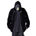 Mens Sequined Foxy Grandpa Sweater Casual Hooded Jacket Hooded Cardigan