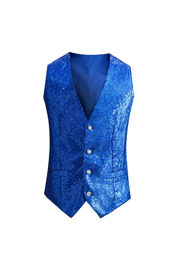 Mens Sequined Vest Casual Vest Tank Top Suit
