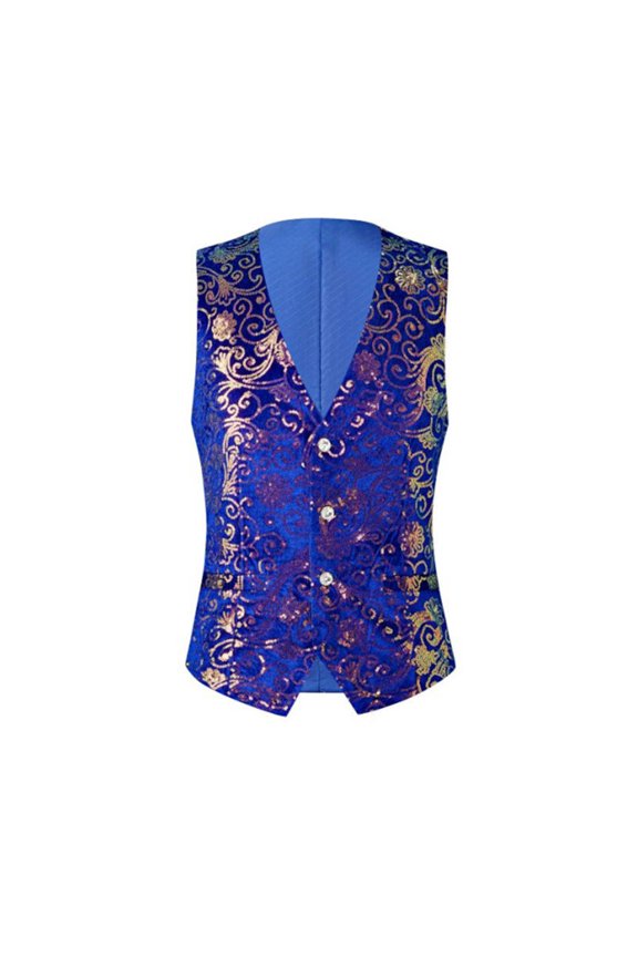 Mens Sequins Lapel Vest Casual Lapel Vest Performance Banquet Suit