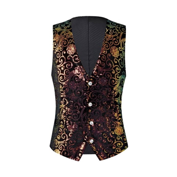 Mens Sequins Lapel Vest Casual Lapel Vest Performance Banquet Suit