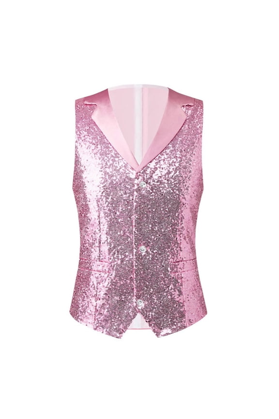 Mens Sequins Lapel Vest Casual Lapel Vest Performance Banquet Suit
