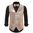 thumbnail image 1 of Mens Sequins Suit Vest Formal Waistcoat Set with Bow Tie Slim Fit V-neck Shiny Waistcoat Prom Party Tuxedo Vests, 1 of 4