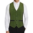 thumbnail image 1 of Mens Sequins Vest formal/Leisure V-neck Shiny Waistcoat Prom Party Tuxedo Size 3XL Green, 1 of 9