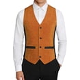 thumbnail image 1 of Mens Sequins Vest formal/Leisure V-neck Shiny Waistcoat Prom Party Tuxedo Size 3XL Orange, 1 of 9