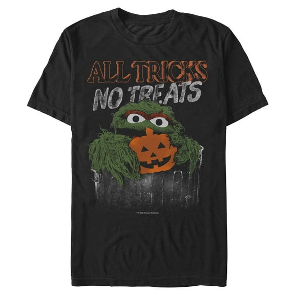Mens Sesame Street All Tricks No Treats Oscar the Grouch T Shirt