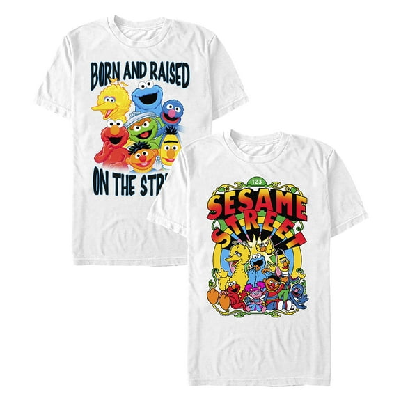 Mens Sesame Street Born And Raised Puppet Crew 2-Pack T Shirt