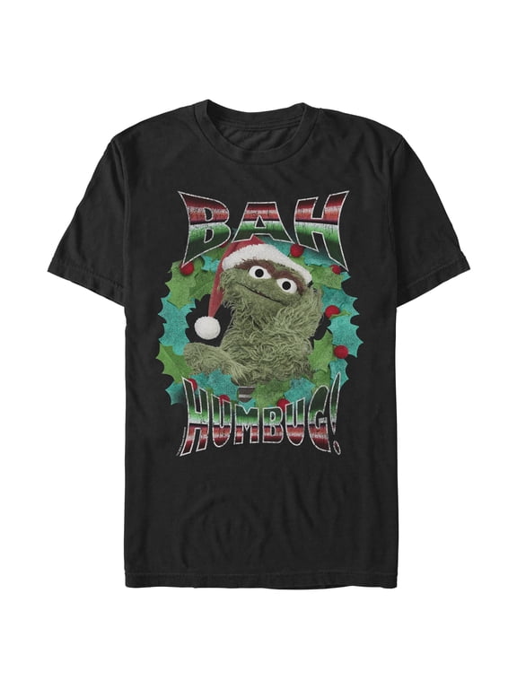 Mens Sesame Street Merry Bah Humbug Wreath T Shirt