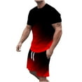 thumbnail image 1 of Mens Set Big & Tall Short Sleeve Henley Shirt 2 Pieces Short Sets Summer Casual Tracksuits, 1 of 5
