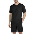 thumbnail image 1 of Mens Sets 2 Piece Outfits Summer Beach Casual Tracksuit Training Sport Shirt and Shorts Set Suit with Pocket, 1 of 6