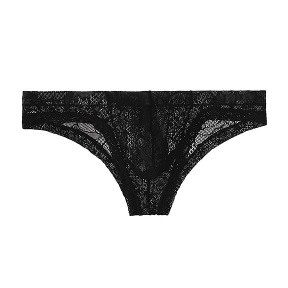 Mens Sexy Lace Panties Cheeky Underwear Low Waist Thongs G-String U Convex Underpants