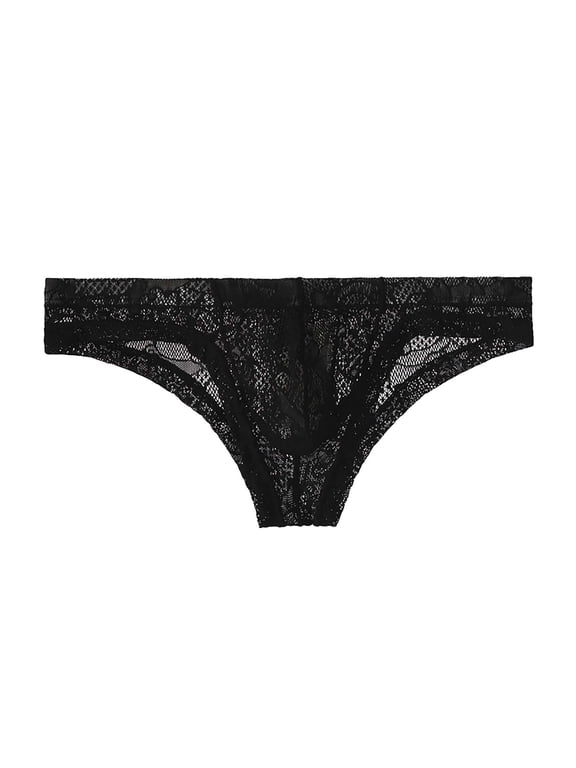Mens Sexy Lace Panties Cheeky Underwear Low Waist Thongs G-String U Convex Underpants