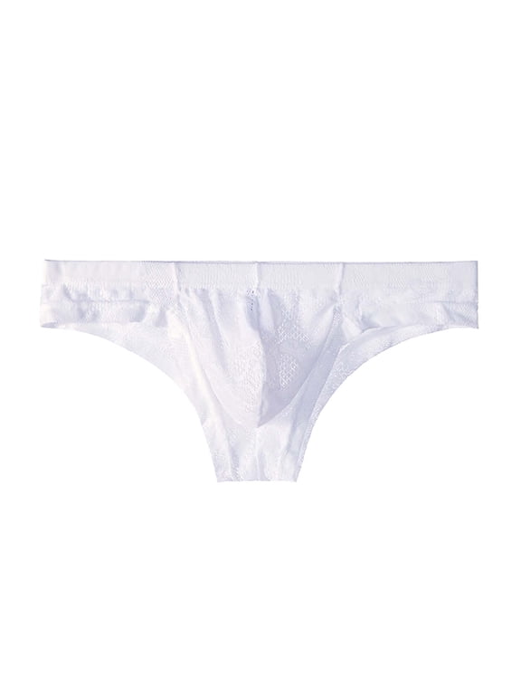 Mens Sexy Lace Panties Cheeky Underwear Low Waist Thongs G-String U Convex Underpants